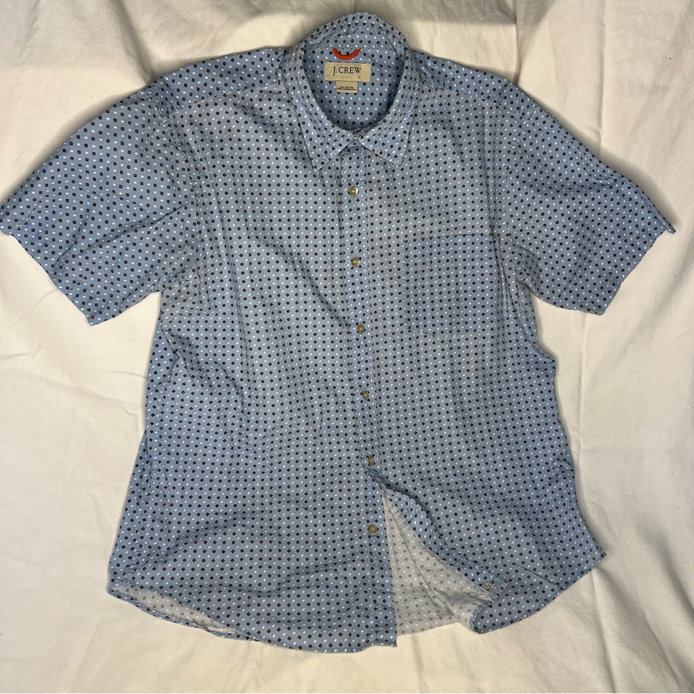 J Crew Short Sleeve Button Down Cotton Shirt Men’s Large